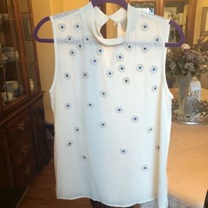 Anthropologie Mockneck Floral Blouse
